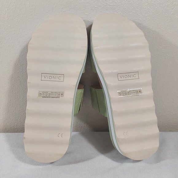 NIB Vionic Brandie Leather Slide Platform Comfort Sandal Celery Green - 39 (8) - Picture 10 of 13